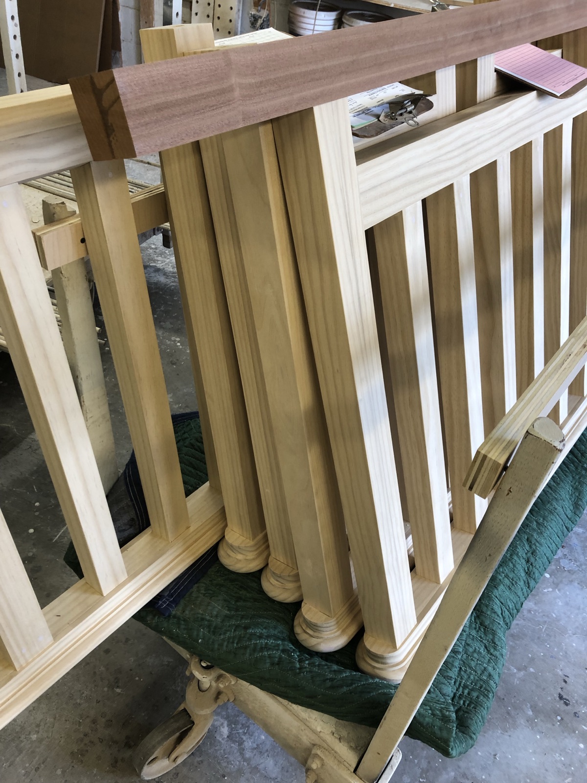 Accoya railing components assembled and glued up