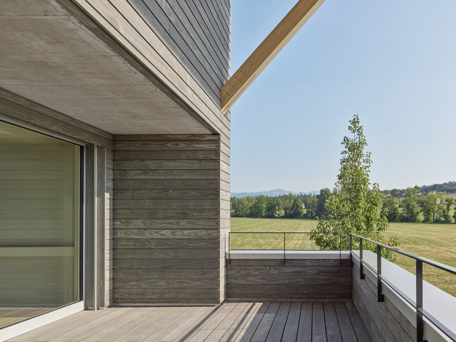 Accoya cladding weathered on an exterior wall