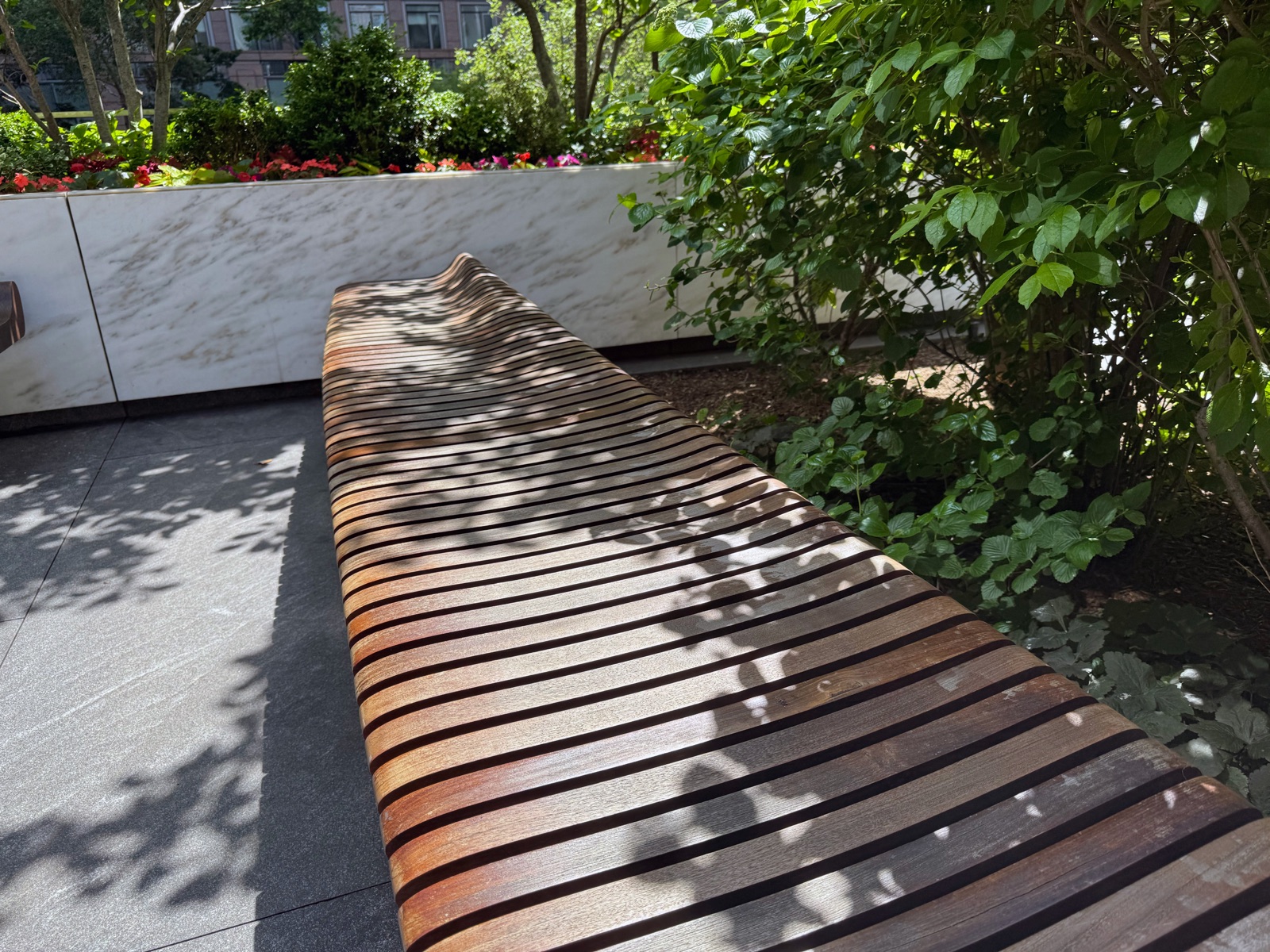 Long run of tropical hardwood in continuous public use
