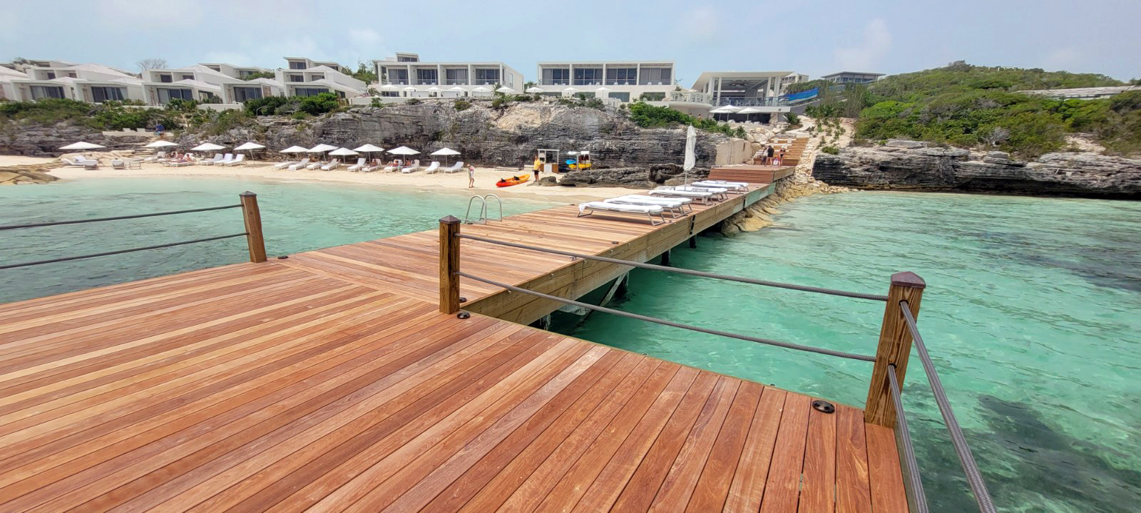 Tropical hardwood dock structures on the waterfront