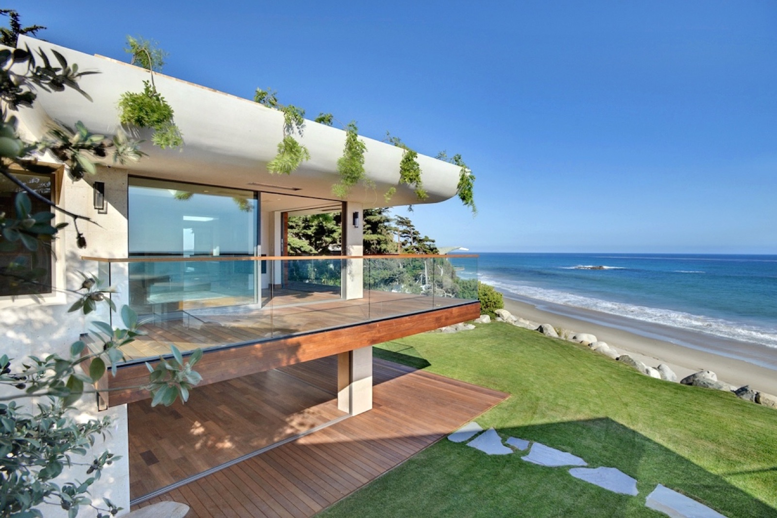 Tropical hardwood decking on a raised balcony