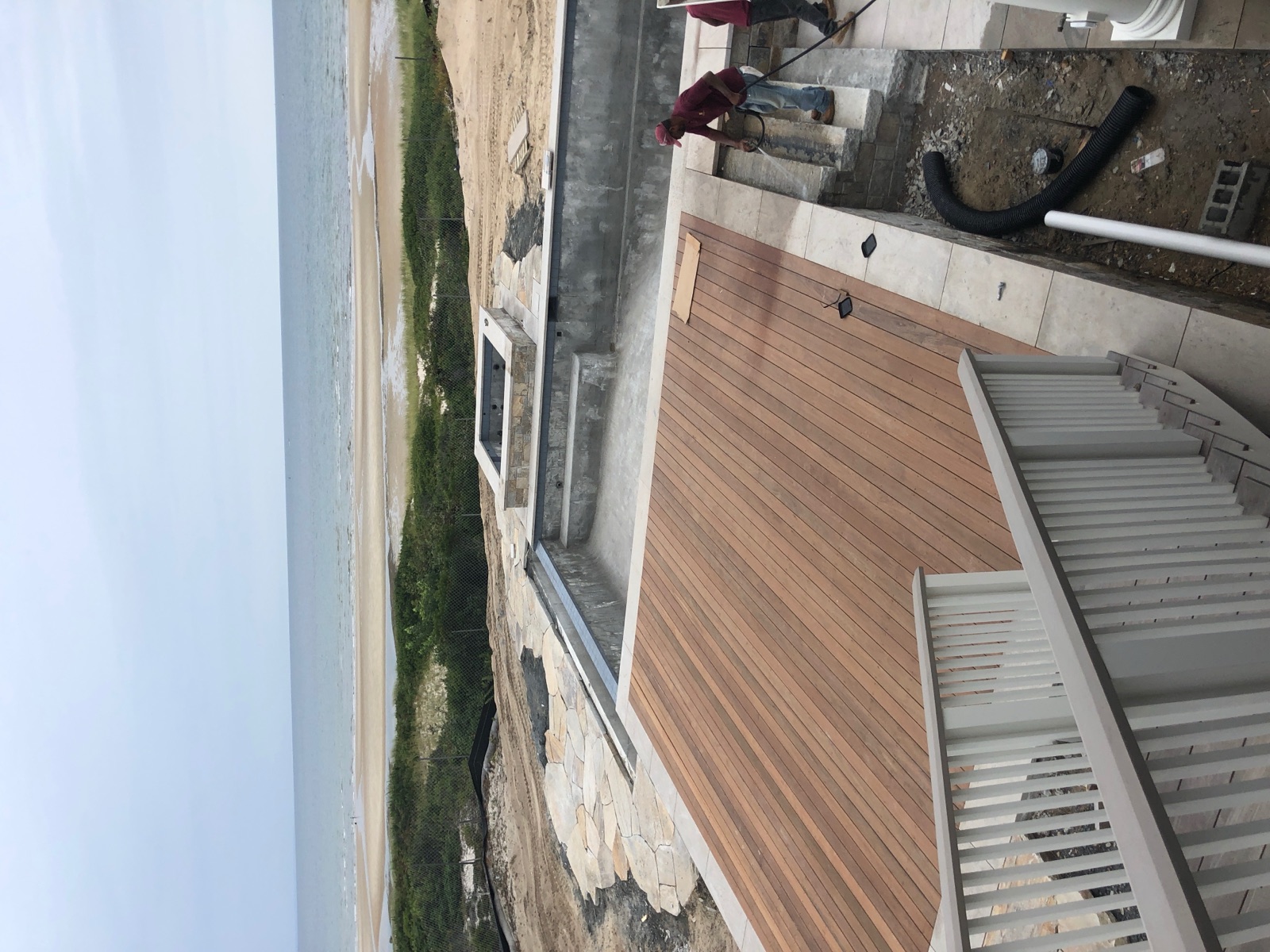 Tropical hardwood deck at a beach house