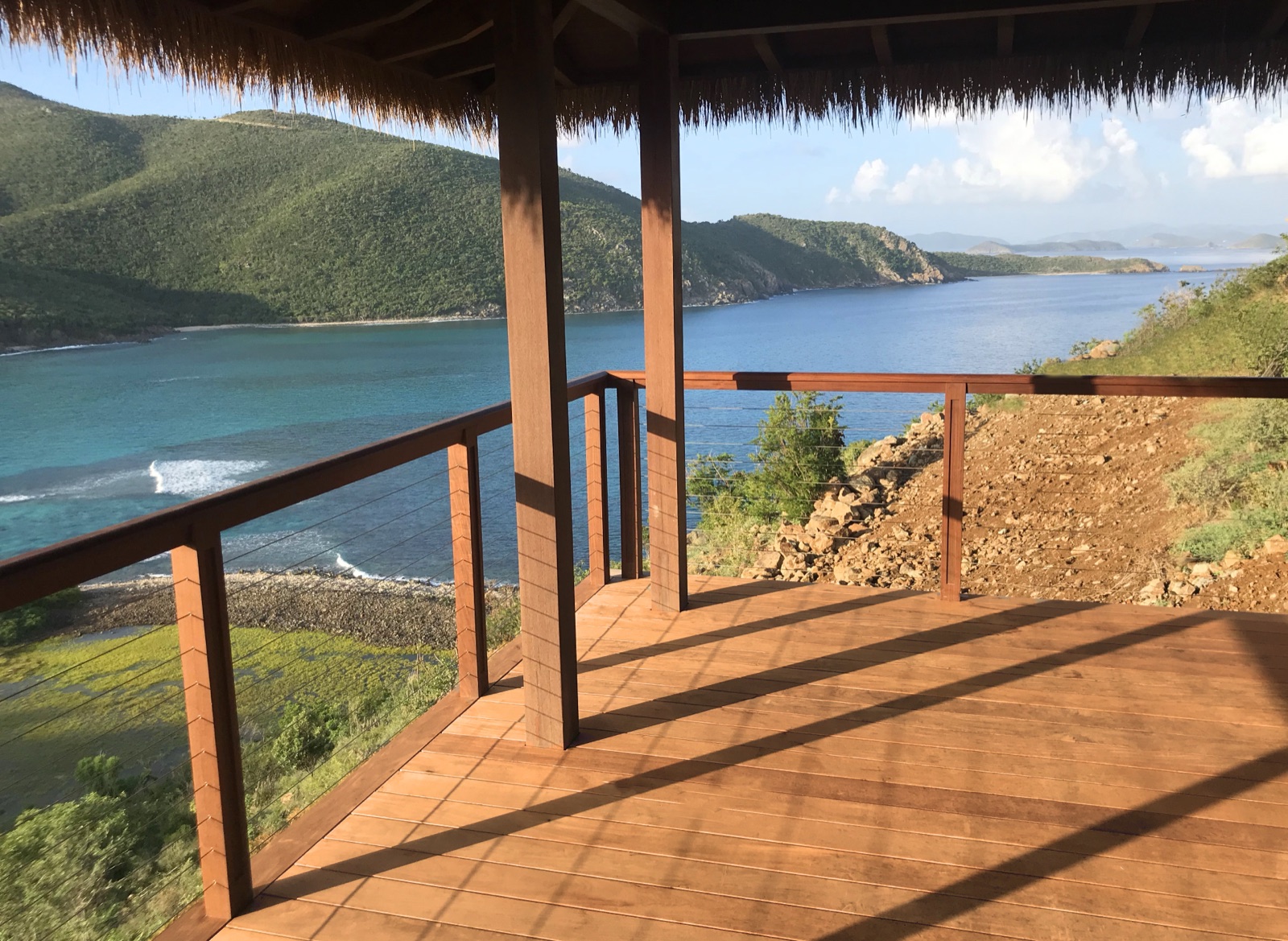 Covered tropical hardwood deck on the coast